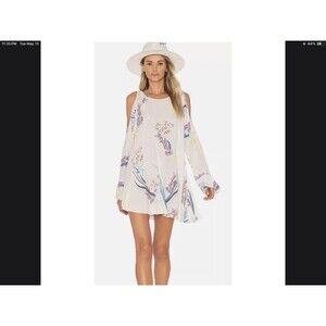 Free People Womens‎ Clear Skies Printed Tunic Size S Boho Open Shoulder Floral